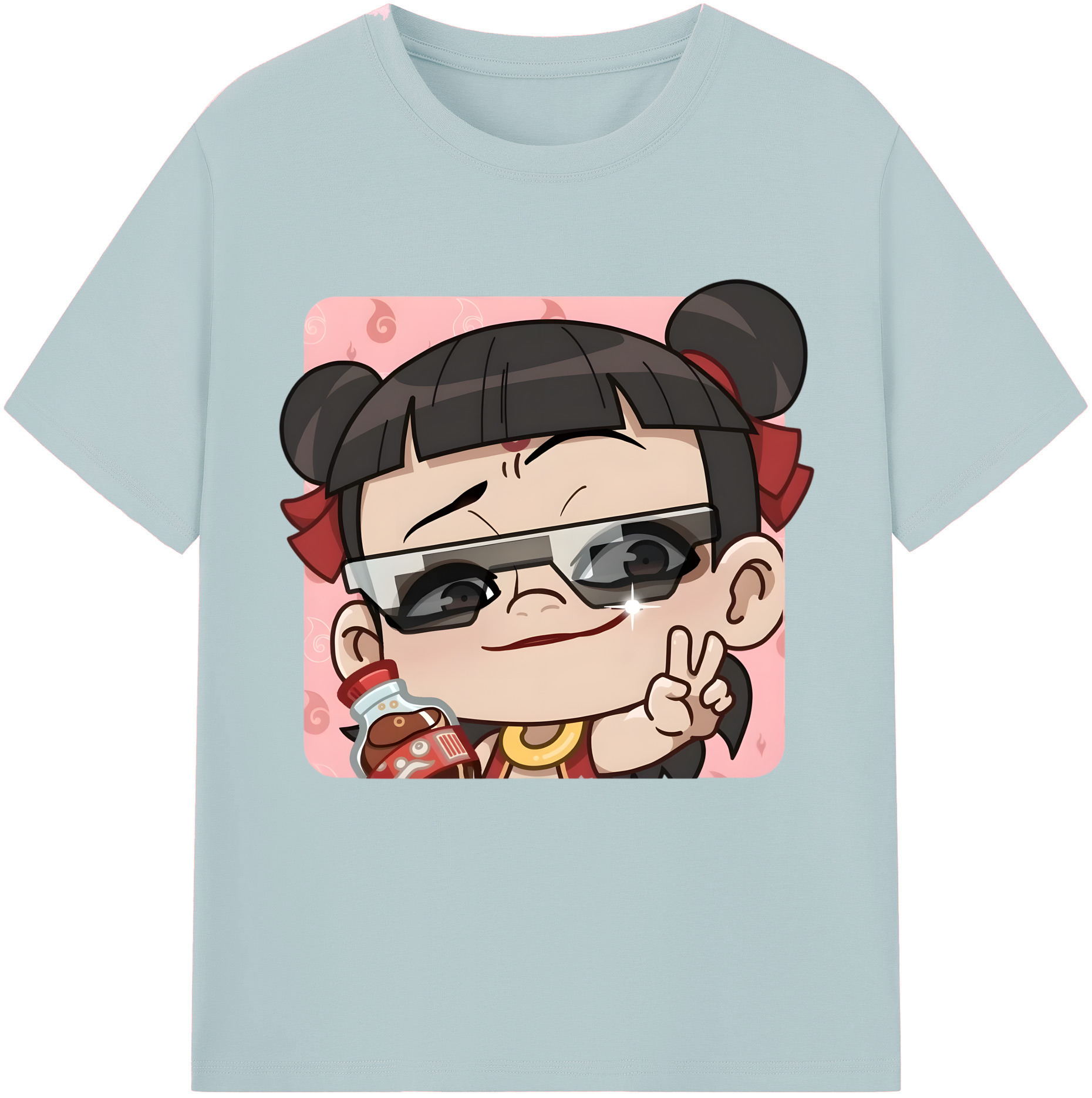 （画像用） Ne Zha 2 ナタ 魔童の大暴れ 綿100％半袖Tシャツ（フロントプリント）
